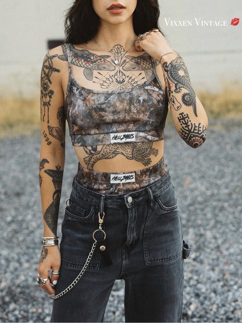 HELL BABES HIGH WAISTED COTTON-BLEND 'CAMO RIBBED SHORTS' IN CAMO